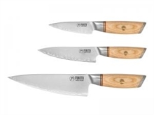 Coffret 3 couteaux Fukito manche ébène lame 9, 15 & 21cm